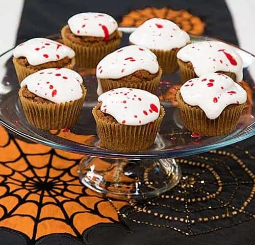 Pistachio Orange Blood Splatter Cupcakes