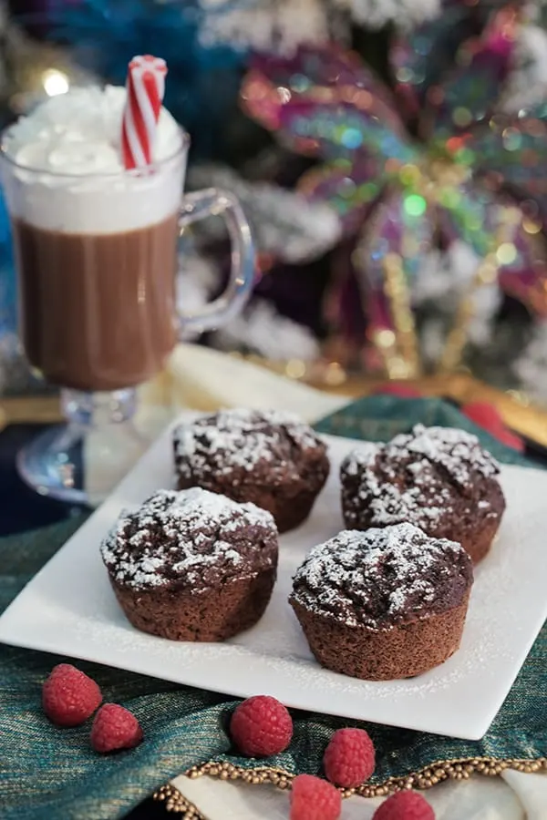 Snow Dusted Chocolate Zucchini Muffins