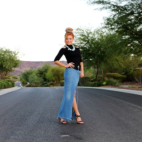 Long Denim Skirt for Woman in Denim