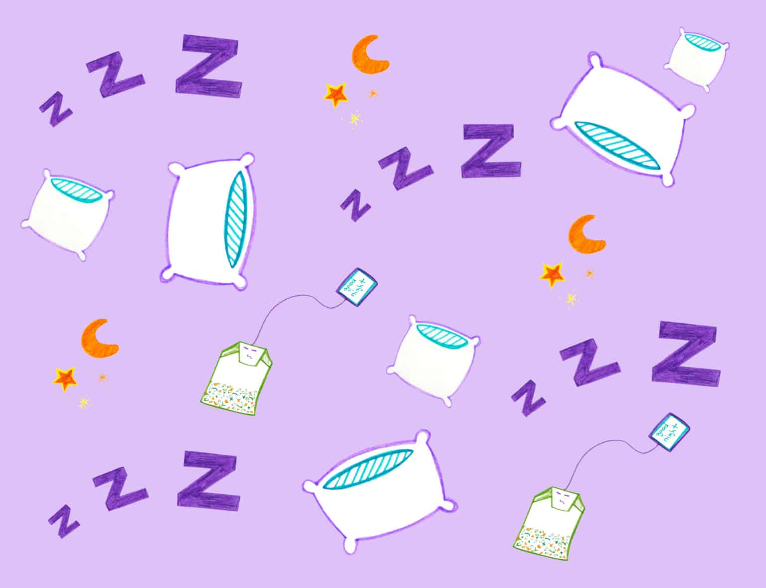 Purple tea sleep illustration